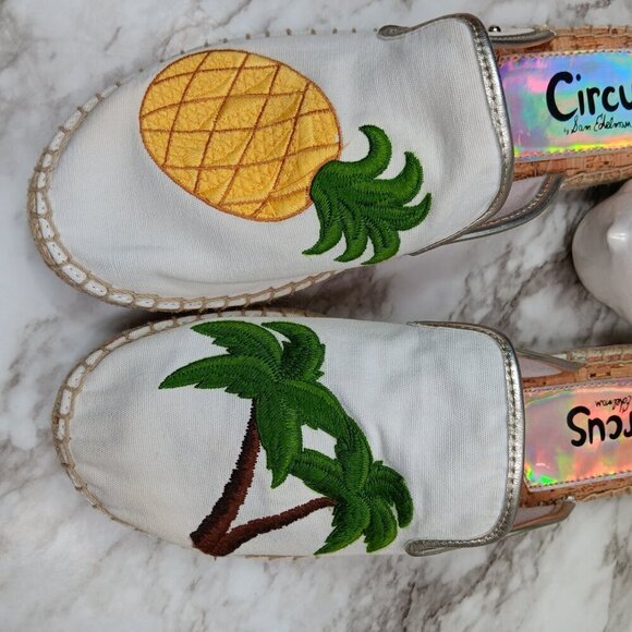 CIRCUS by Sam Edelman Women's Pineapple Palm tree Embroidery Espadrille Mules 10 - Picture 6 of 11